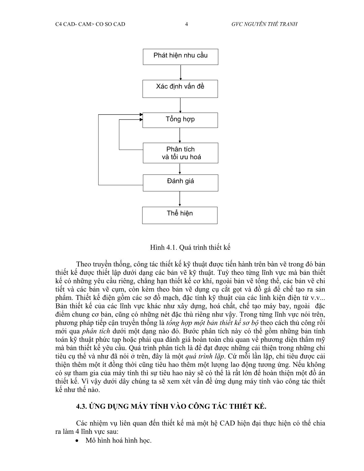 Bài giảng CAD/CAM - Chương 4: Cơ sở của CAD - Nguyễn Thế Tranh trang 4