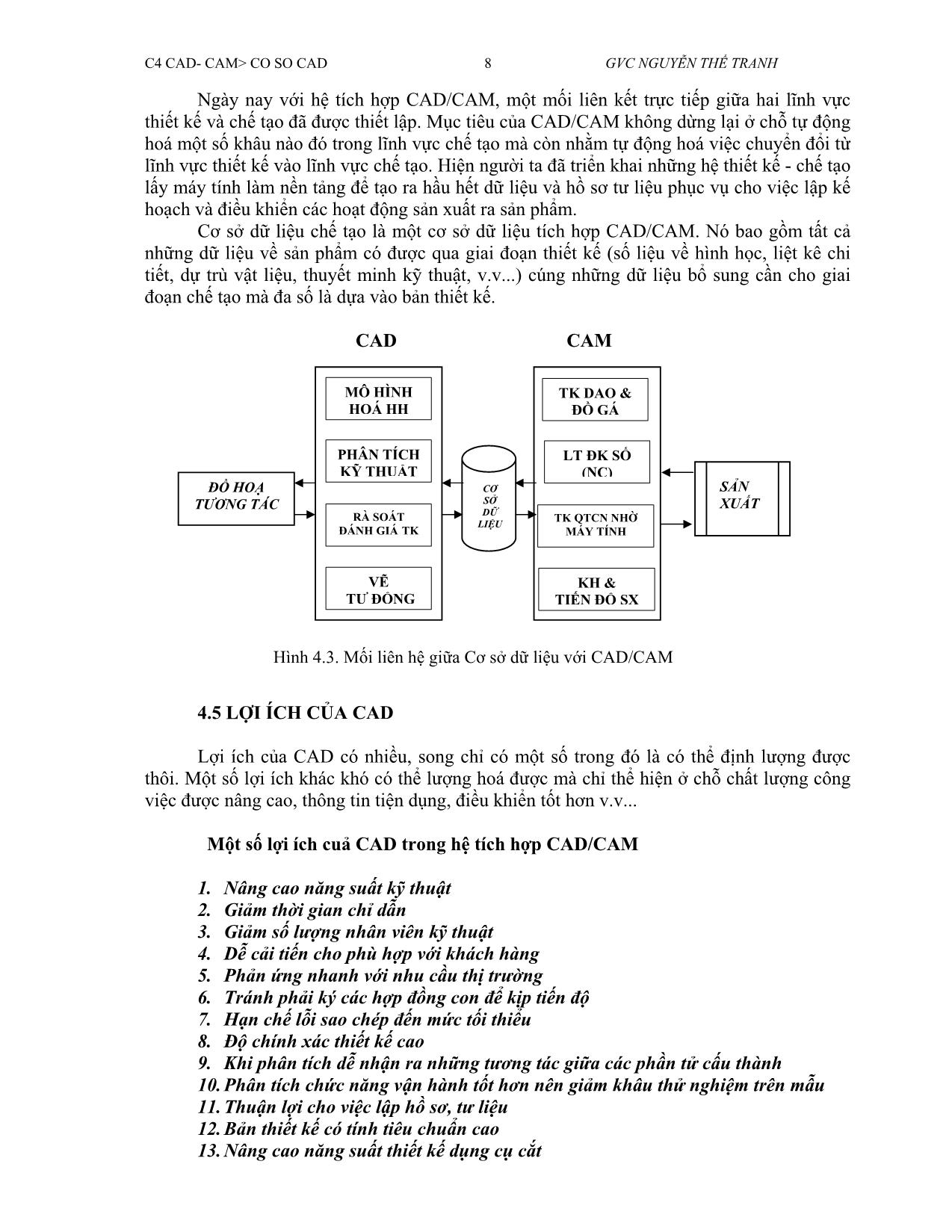 Bài giảng CAD/CAM - Chương 4: Cơ sở của CAD - Nguyễn Thế Tranh trang 8