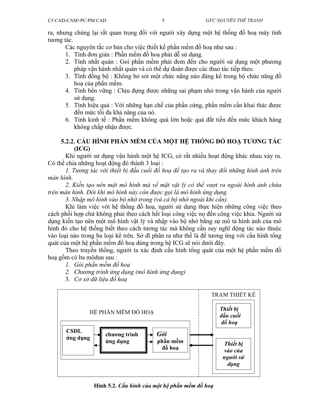 Bài giảng CAD/CAM - Chương 5: Phần cứng và phần mềm trong CAD - Nguyễn Thế Tranh trang 5