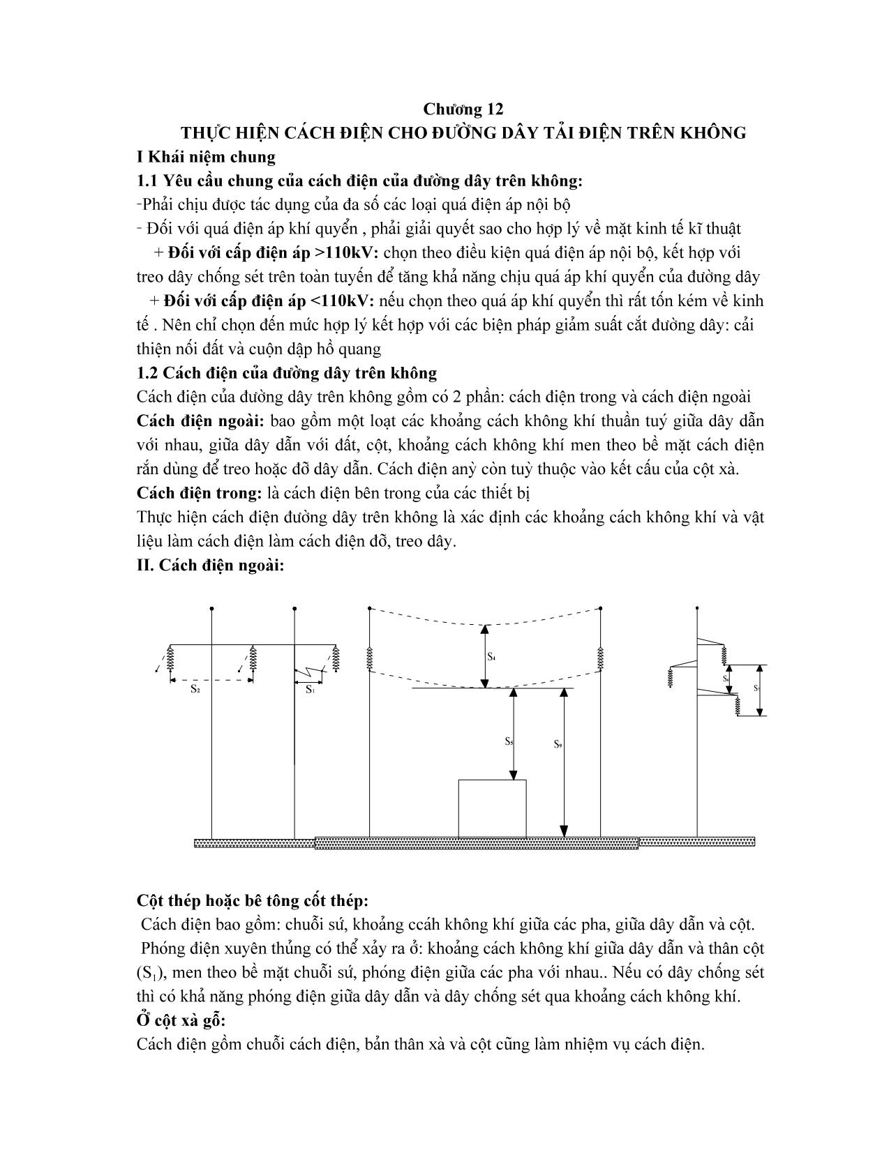 Giáo trình Vật liệu điện - Chương 12: Thực hiện cách điện cho đường dây tải điện trên không trang 1