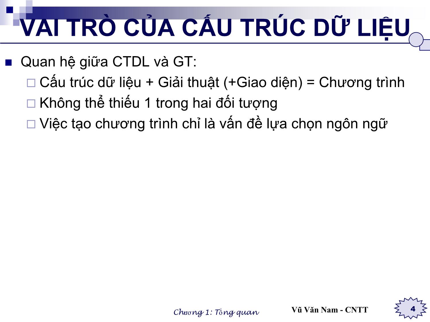 Bài giảng Cấu trúc dữ liệu và giải thuật - Chương 1: Tổng quan về giải thuật và cấu trúc dữ liệu - Vũ Văn Nam trang 4