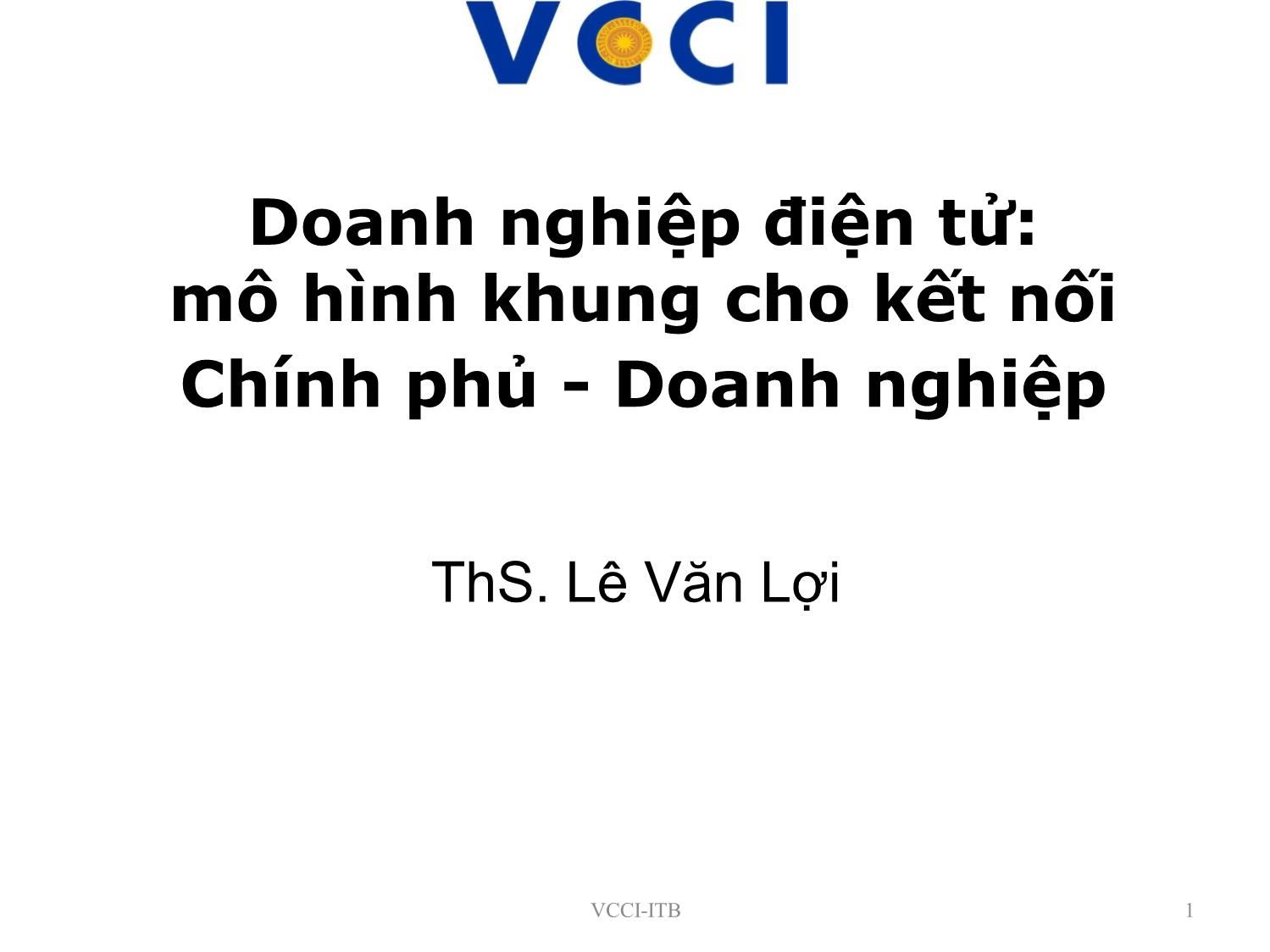 Bài giảng Doanh nghiệp điện tử: Mô hình khung cho kết nối Chính phủ - Doanh nghiệp trang 1