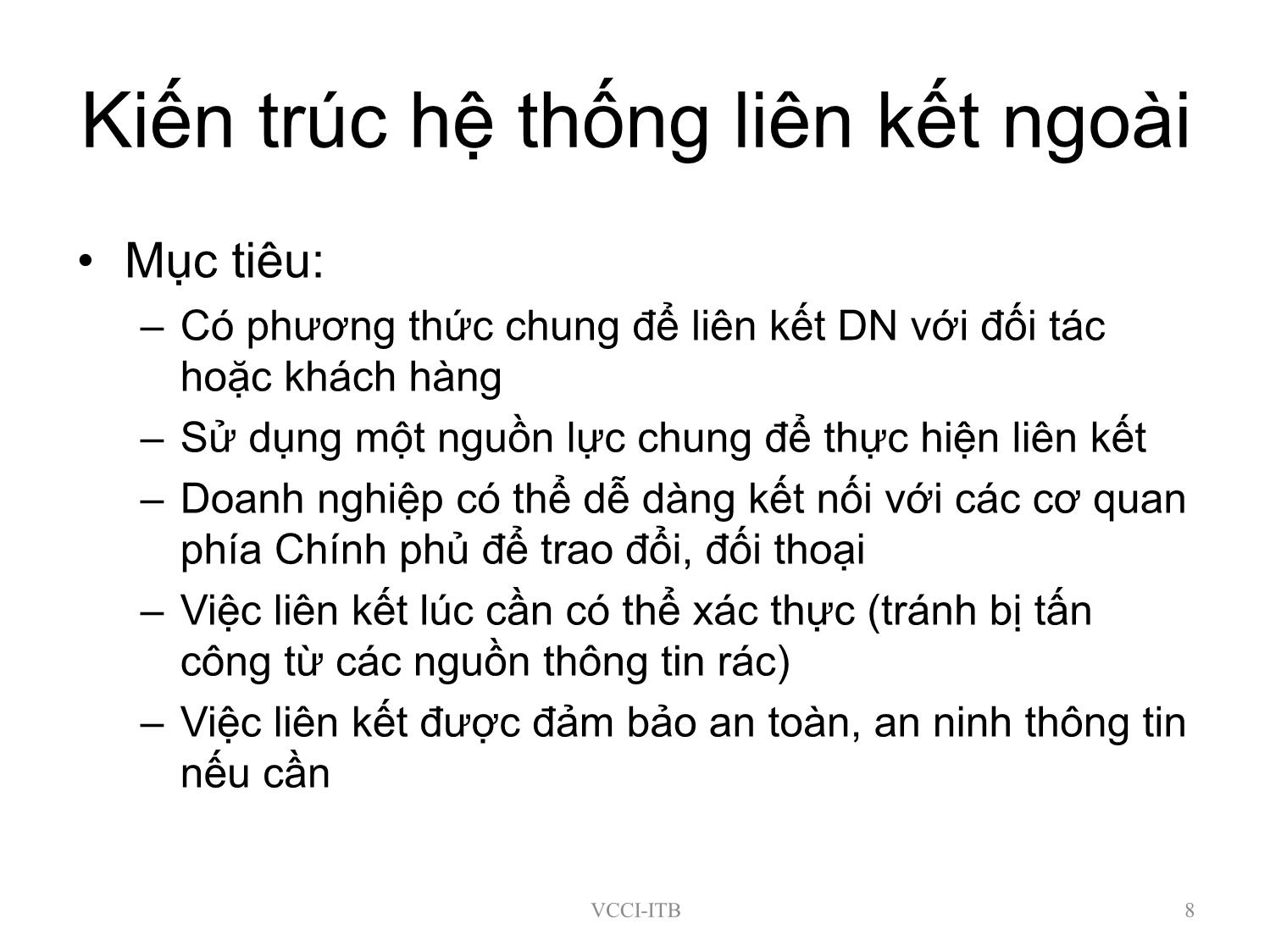 Bài giảng Doanh nghiệp điện tử: Mô hình khung cho kết nối Chính phủ - Doanh nghiệp trang 8