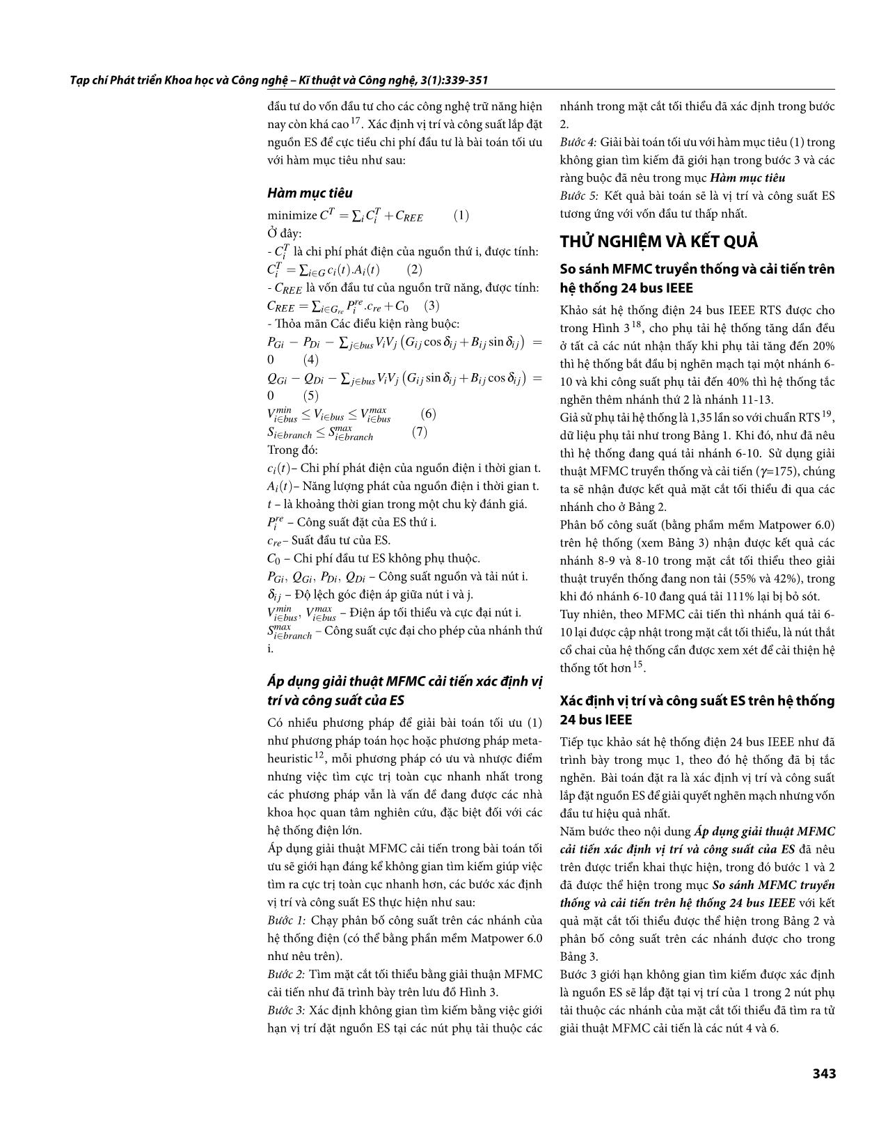 Xác định vị trí và công suất nguồn trữ năng trong hệ thống điện sử dụng giải thuật Min - Cut cải tiến trang 5