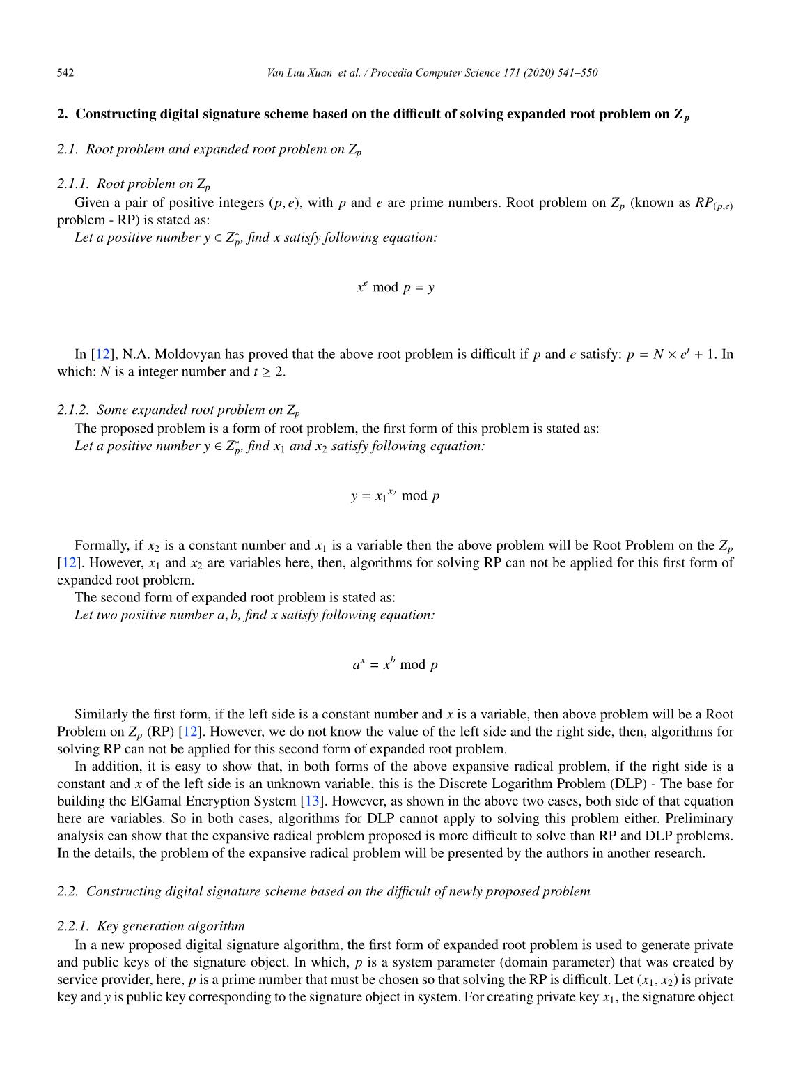 A new digital signature scheme based on the hardness of some expanded root problems trang 2