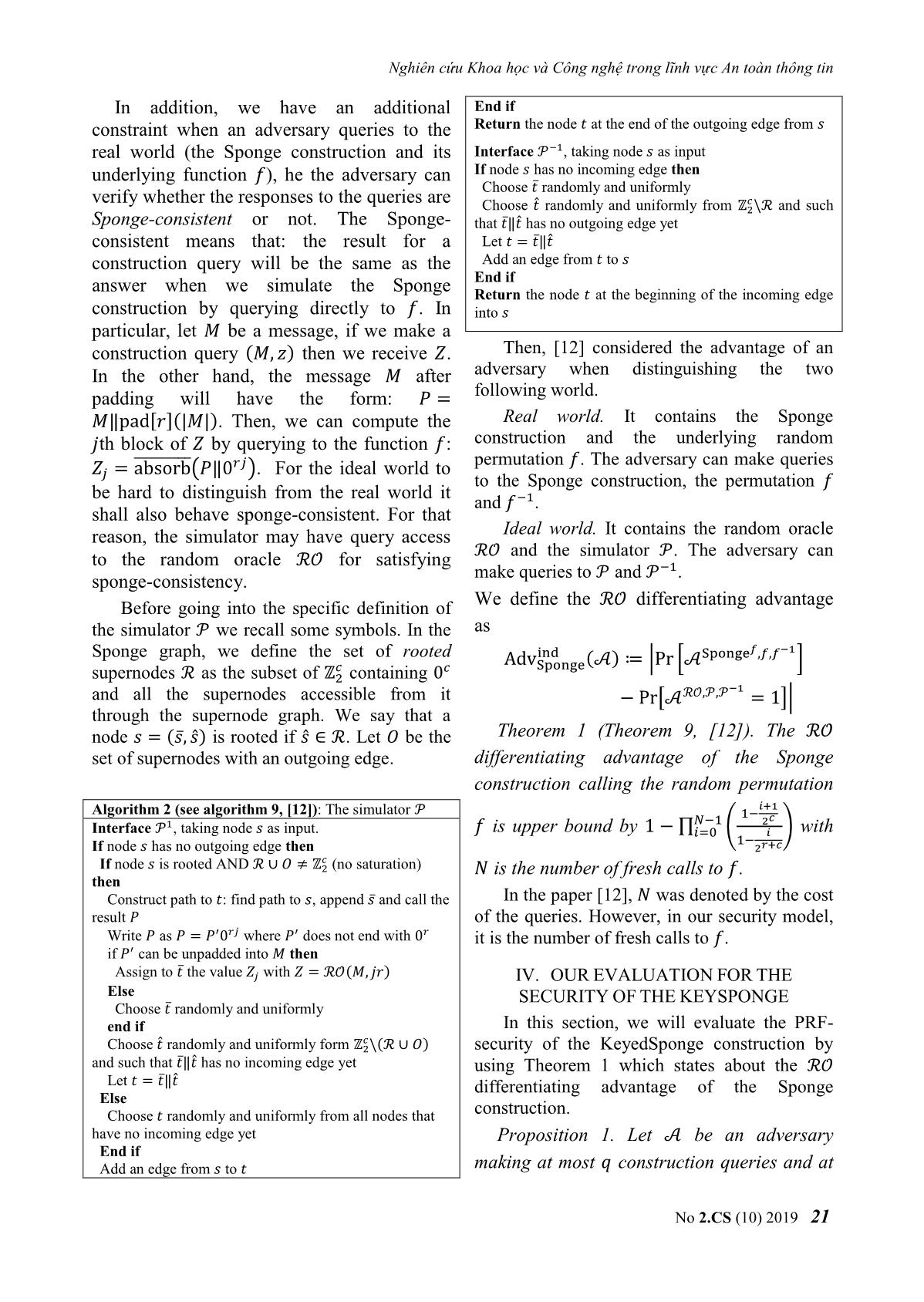 A new proof for the security of the keyed sponge construction in the ideal compression function model trang 4