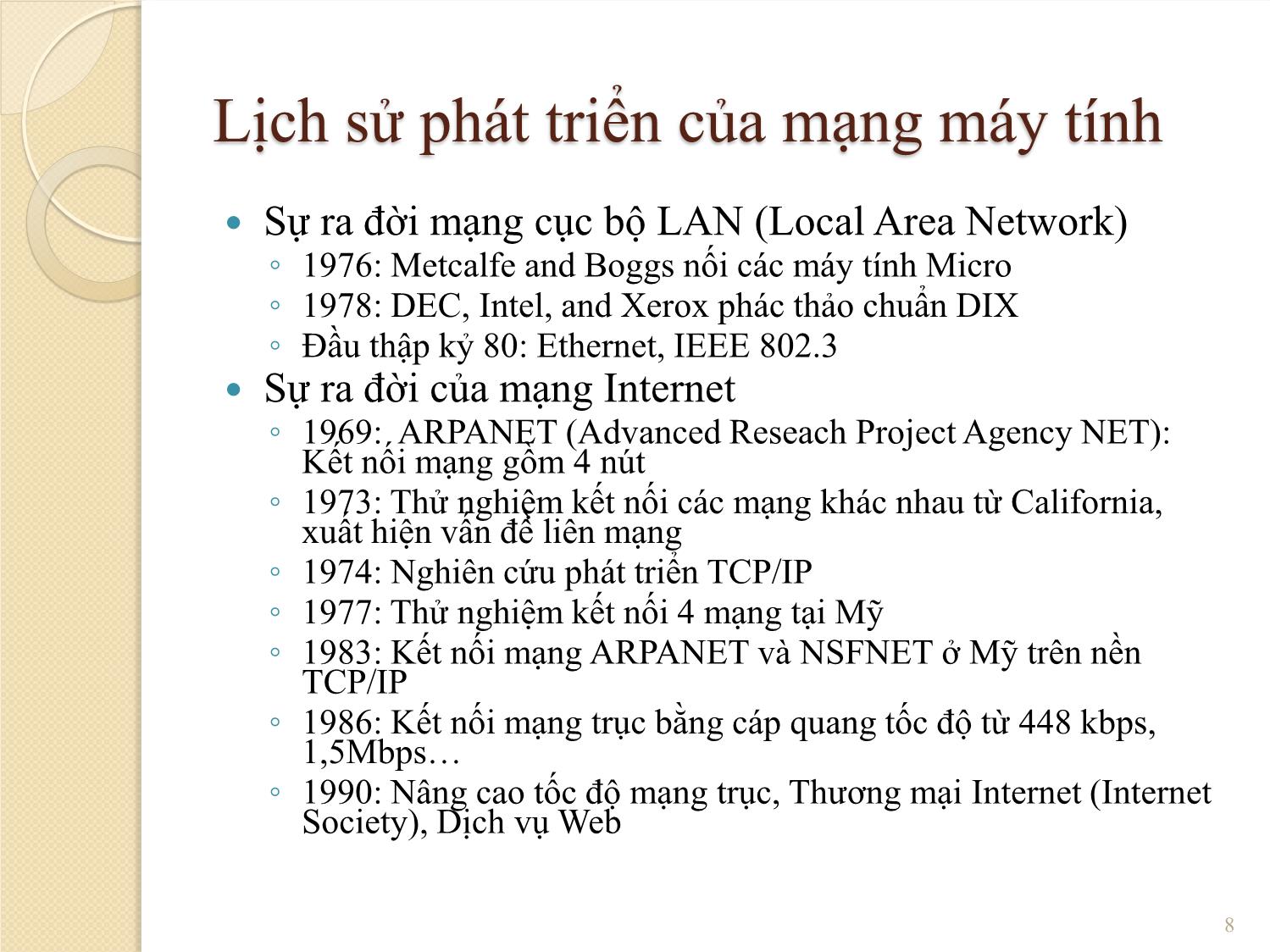 Bài giảng Mạng máy tính - Chương 1: Giới thiệu chung về mạng máy tính - Phạm Thanh Giang trang 8