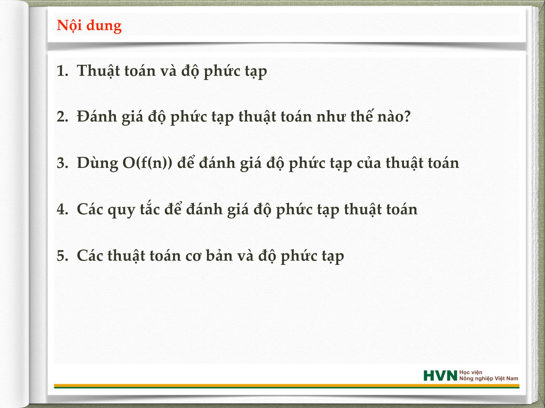 Bài giảng Mạng và hệ thống thông tin - Chương 1: Mở đầu về thuật toán và độ phức tạp - Nguyễn Văn Hạnh trang 2