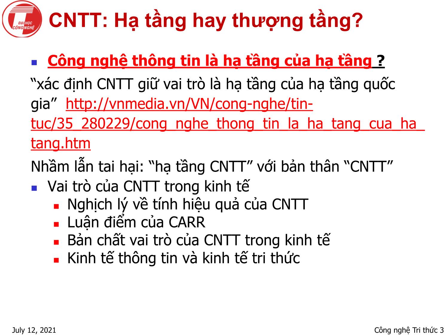 Bài giảng Nhập môn khai phá dữ liệu - Chương 2: Công nghệ tri thức - Hà Quang Thụy trang 3