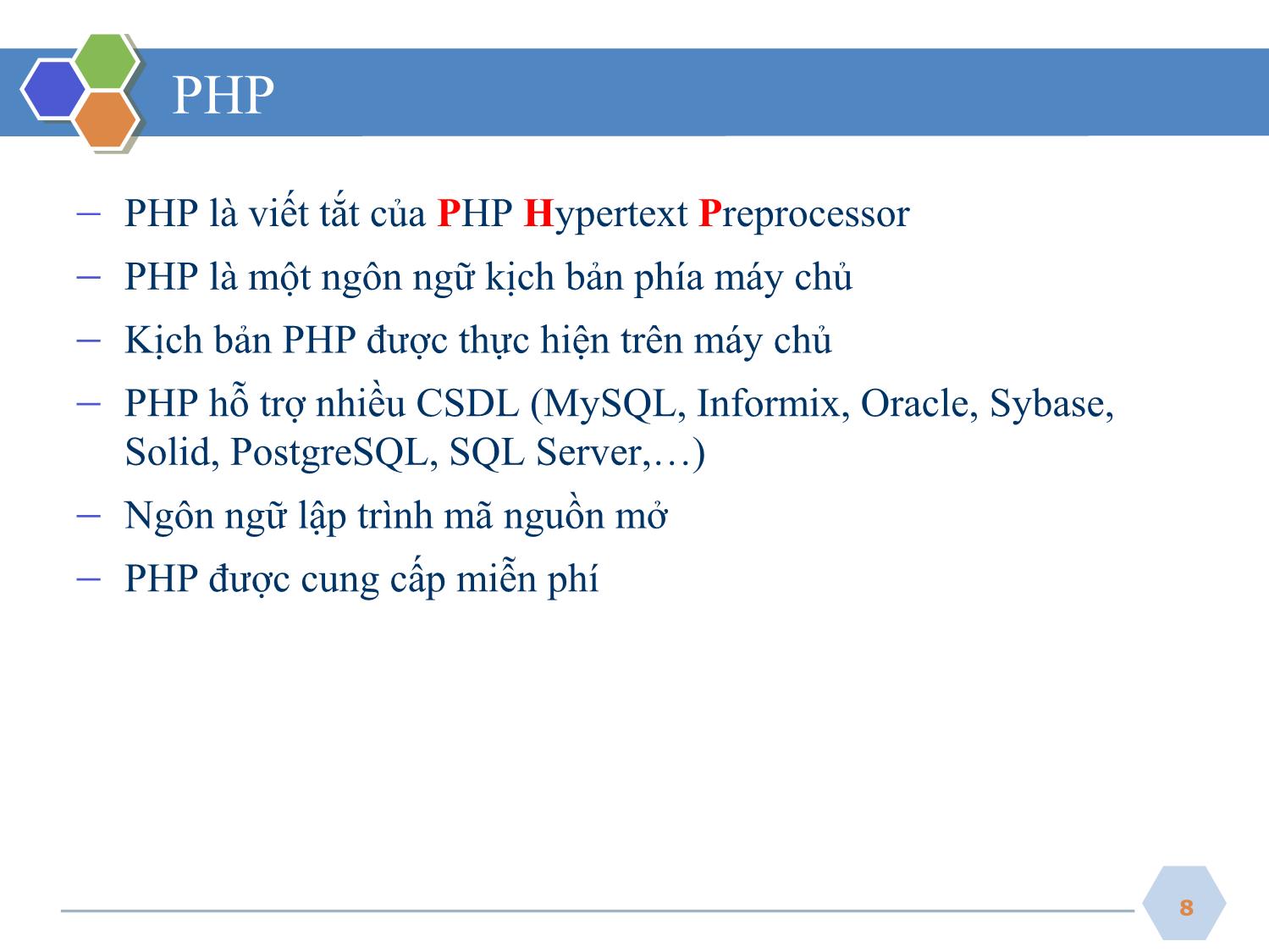 Bài giảng Phát triển ứng dụng web - Bài 1: PHP cơ bản - Nguyễn Hữu Thể trang 8