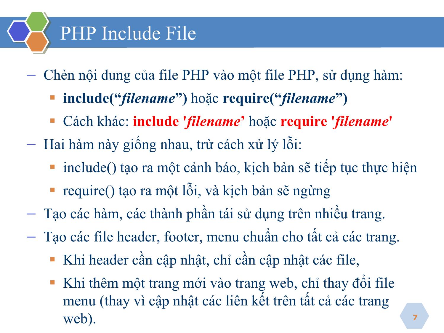Bài giảng Phát triển ứng dụng web - Bài 2: PHP nâng cao - Nguyễn Hữu Thể trang 7