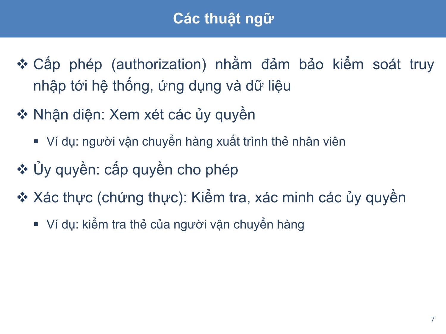 Bài giảng An toàn và bảo mật hệ thống thông tin - Chương 4: Các kỹ thuật và công nghệ đảm bảo an toàn thông tin trang 7