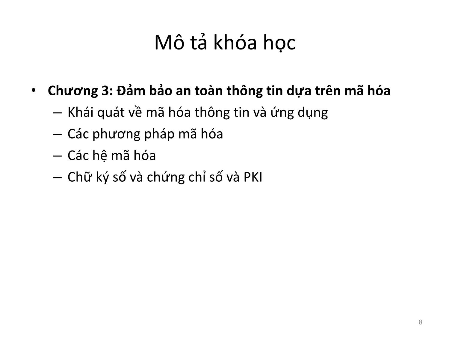 Bài giảng An toàn và bảo mật hệ thống thông tin - Giới thiệu môn học trang 8