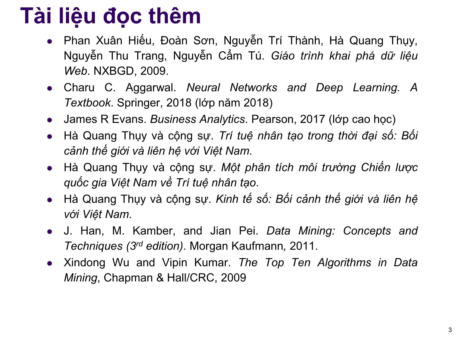 Bài giảng Nhập môn khai phá dữ liệu - Chương mở đầu: Giới thiệu môn học - Hà Quang Thụy trang 3