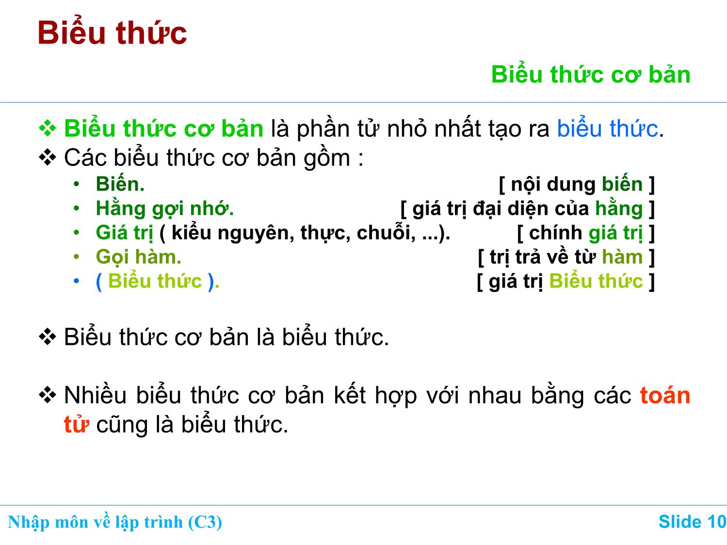 Bài giảng Nhập môn về lập trình - Chương 3: Tổ chức dữ liệu trong chương trình trang 10