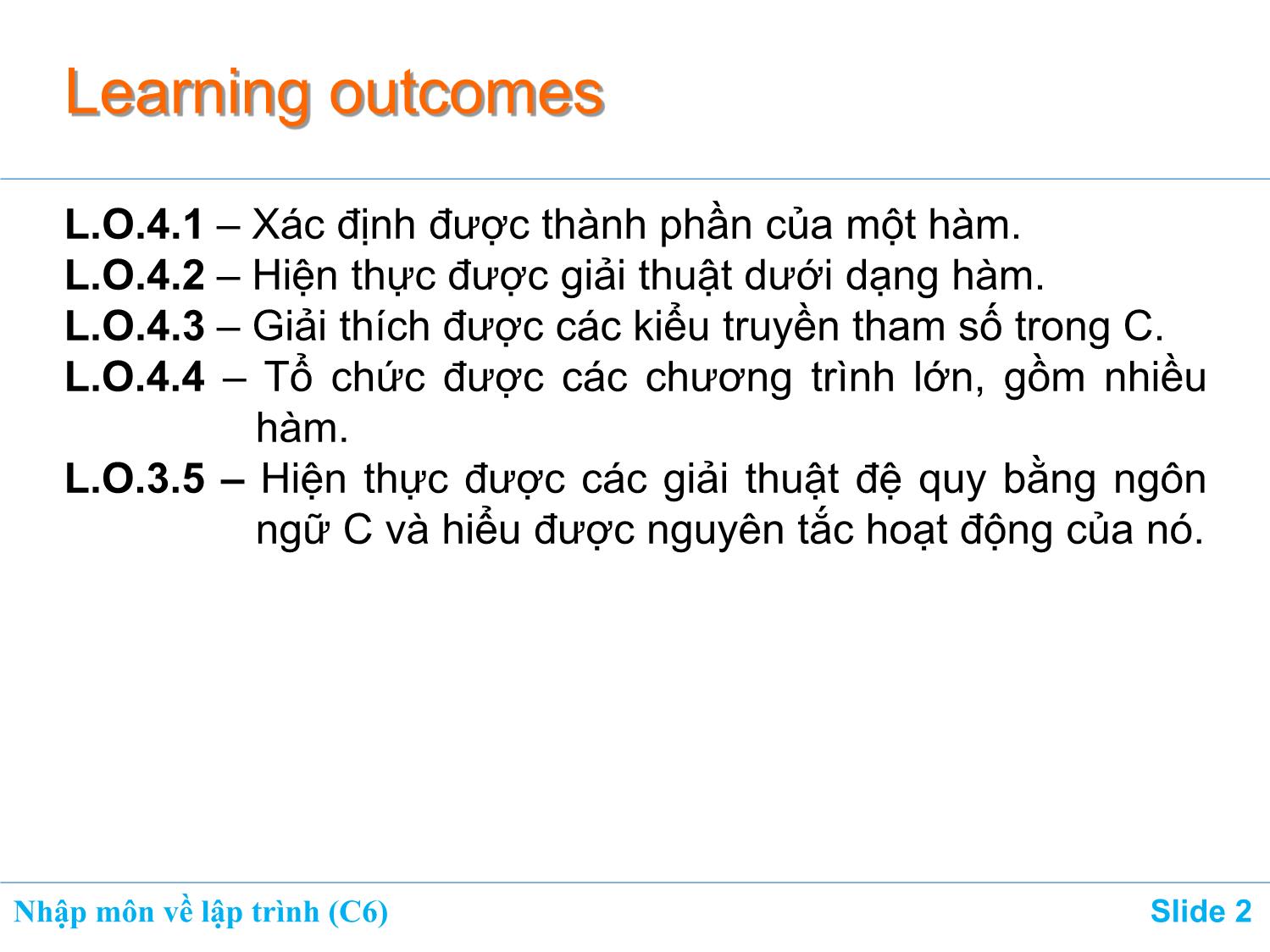 Bài giảng Nhập môn về lập trình - Chương 6: Hàm (Function) trang 2