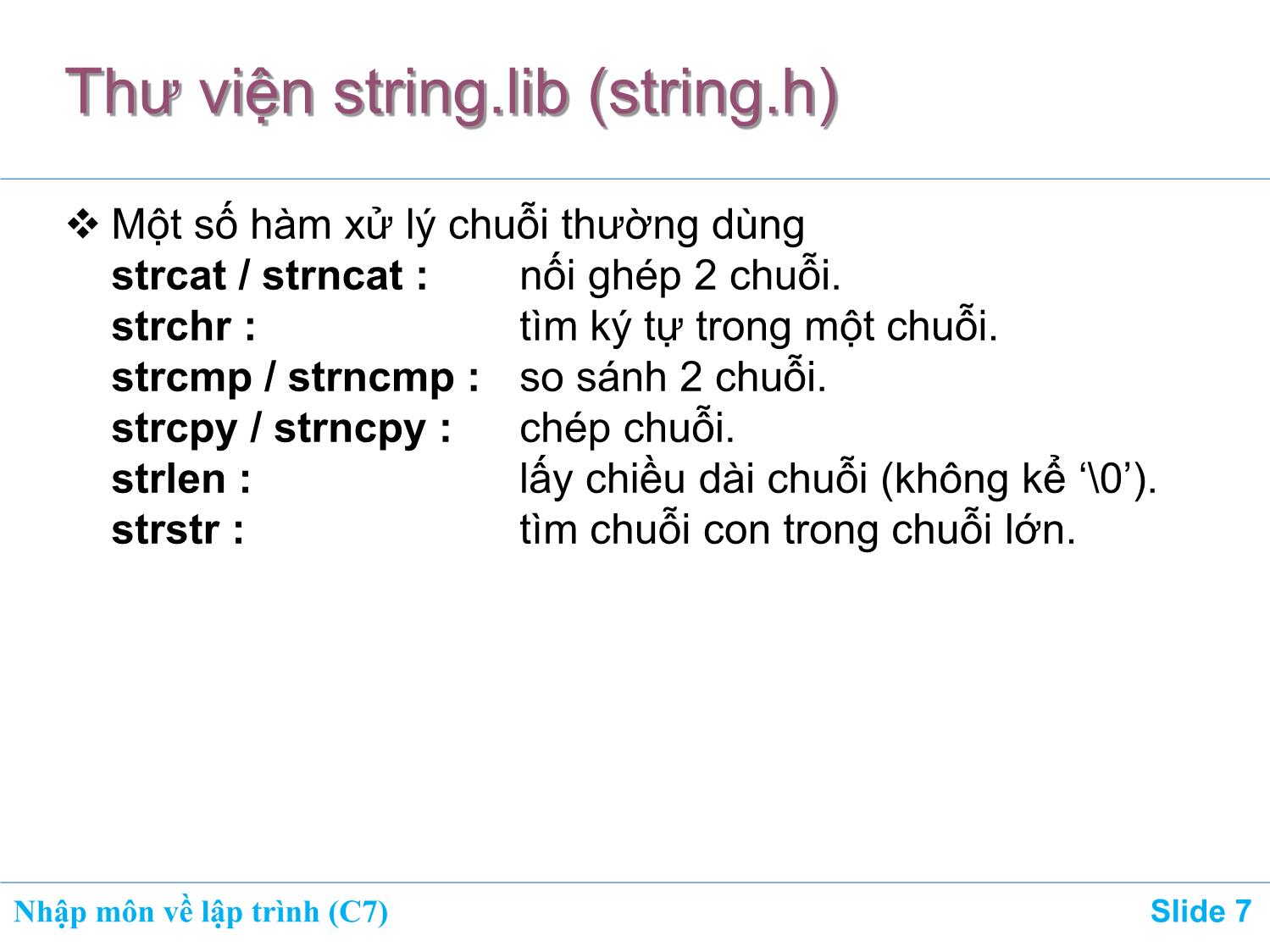 Bài giảng Nhập môn về lập trình - Chương 7: Mảng (Array) trang 7