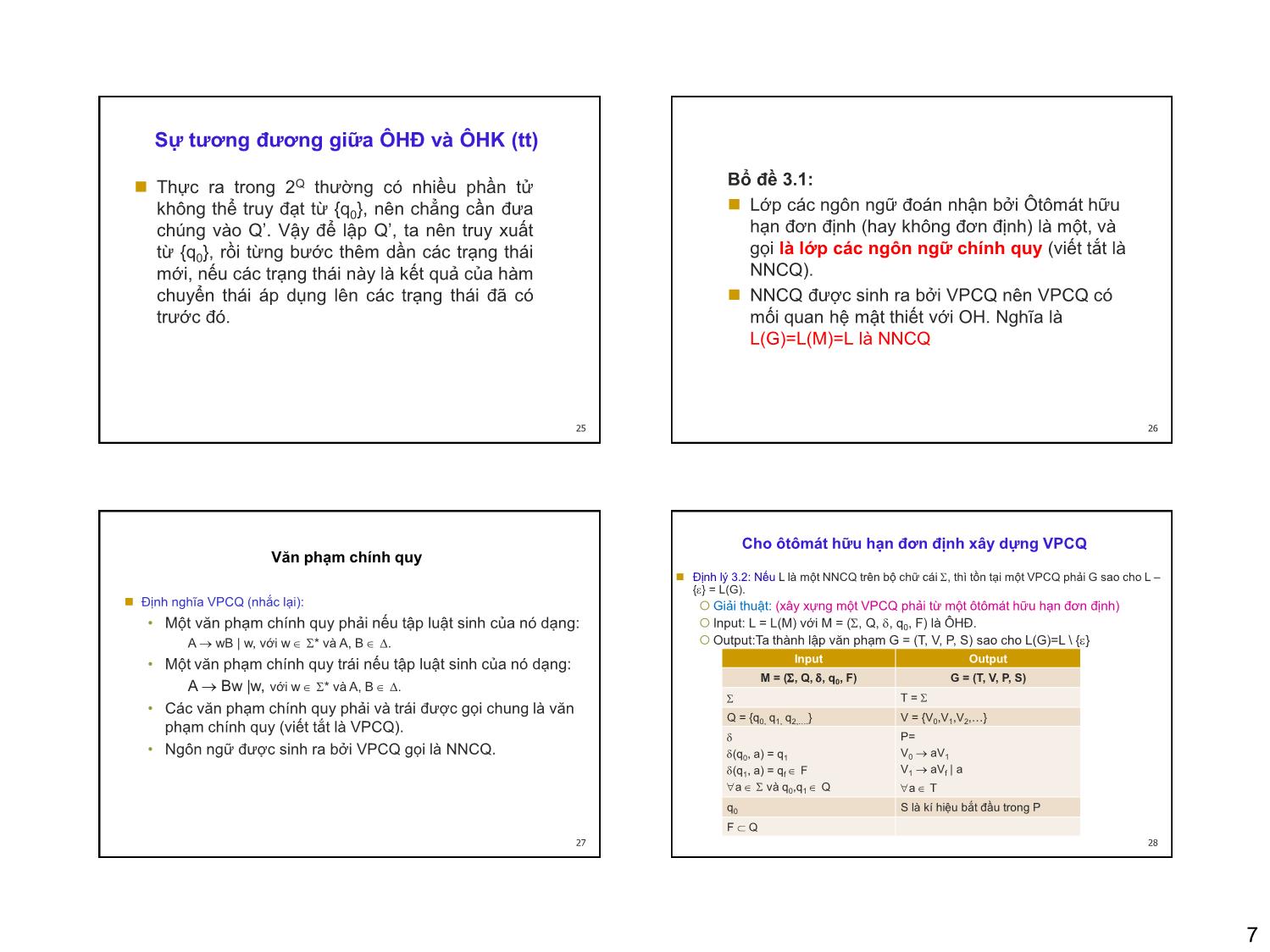 Bài giảng Ôtômát và ngôn ngữ hình thức - Chương 3: Văn phạm chính quy và ôtômát hữu hạn - Nguyễn Thị Thùy Linh trang 7