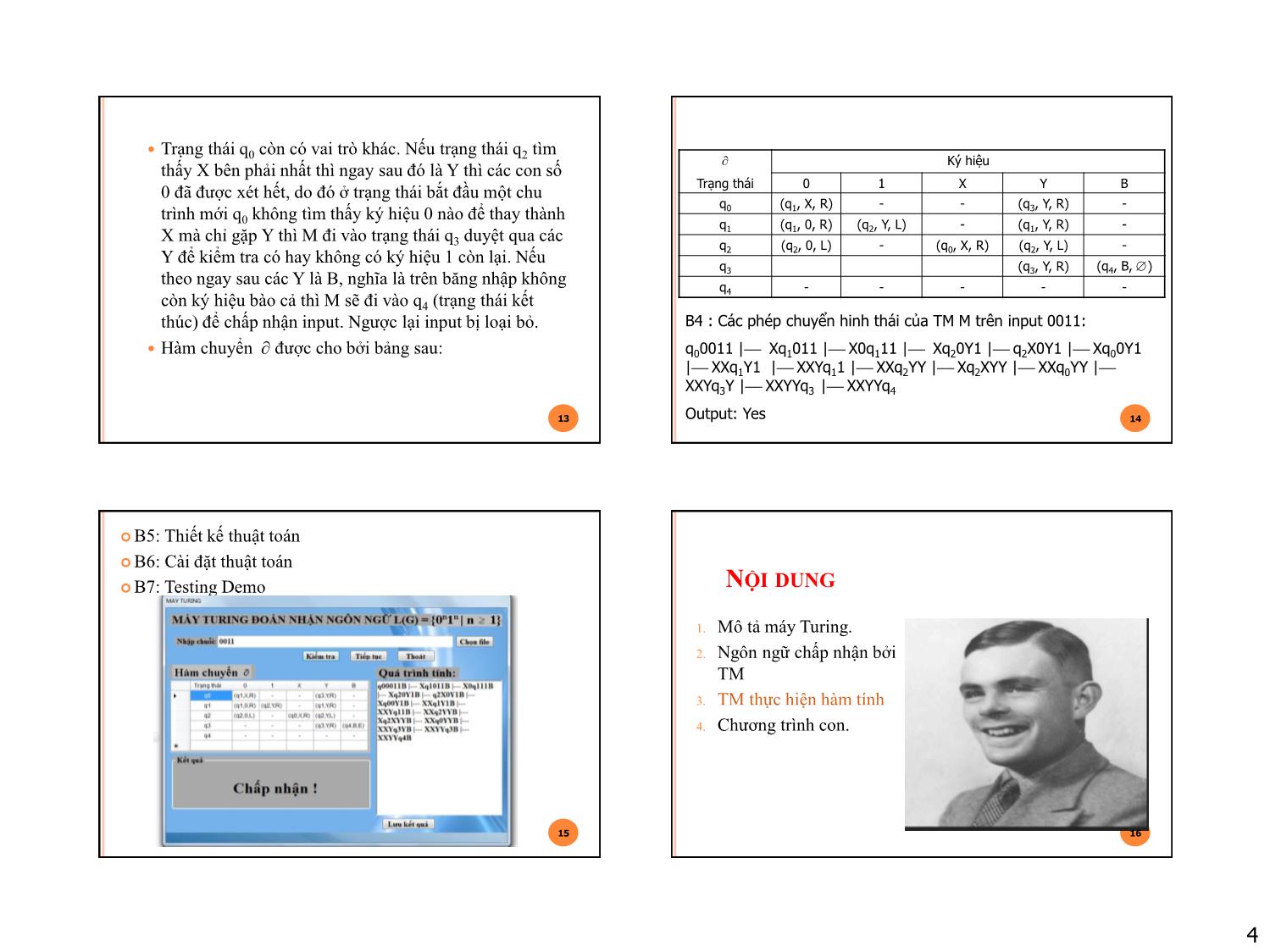 Bài giảng Ôtômát và ngôn ngữ hình thức - Chương 5: Máy Turing (Turing Machine) - Nguyễn Thị Thùy Linh trang 4