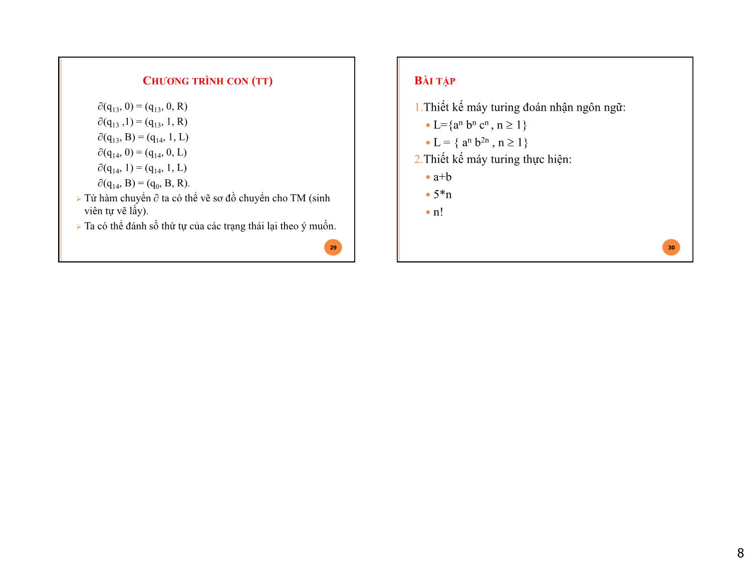 Bài giảng Ôtômát và ngôn ngữ hình thức - Chương 5: Máy Turing (Turing Machine) - Nguyễn Thị Thùy Linh trang 8