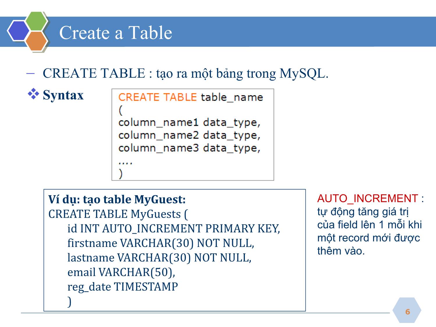 Bài giảng Phát triển ứng dụng web - Bài 3: PHP Database - Nguyễn Hữu Thể trang 6