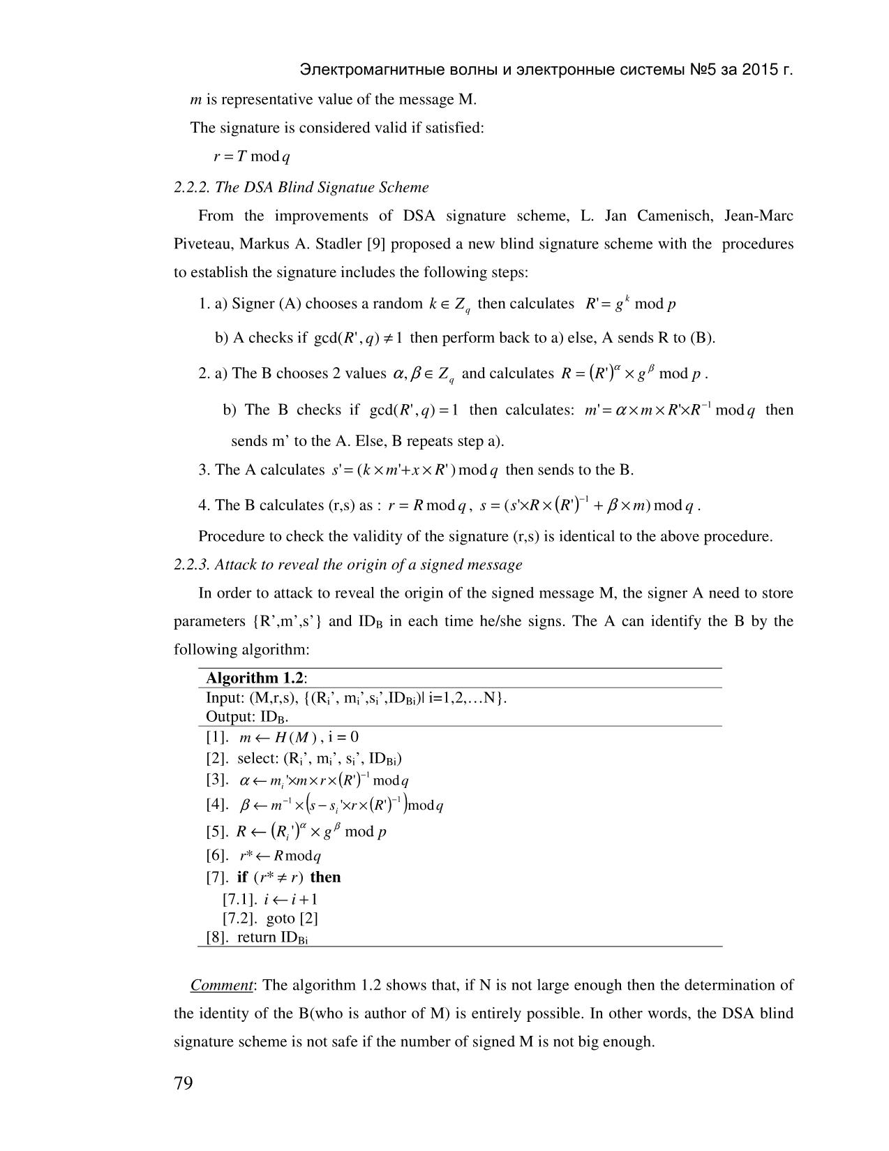 Blind signature scheme based on discrete logarithm problem trang 4