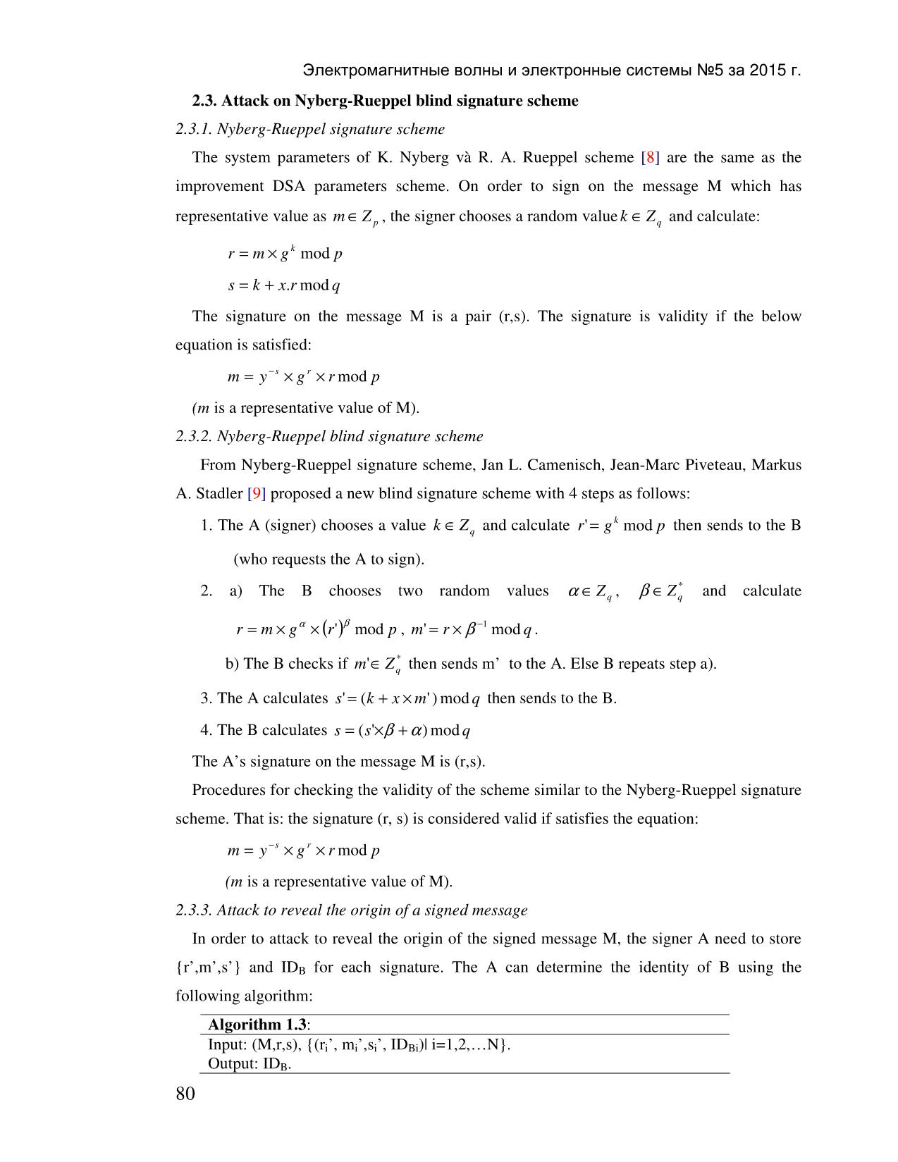 Blind signature scheme based on discrete logarithm problem trang 5