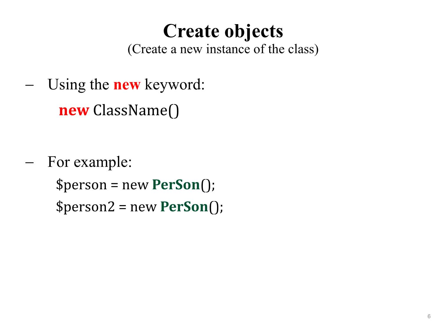 Bài giảng Phát triển ứng dụng web - Bài 5: Object oriented programming - Nguyễn Hữu Thể trang 6