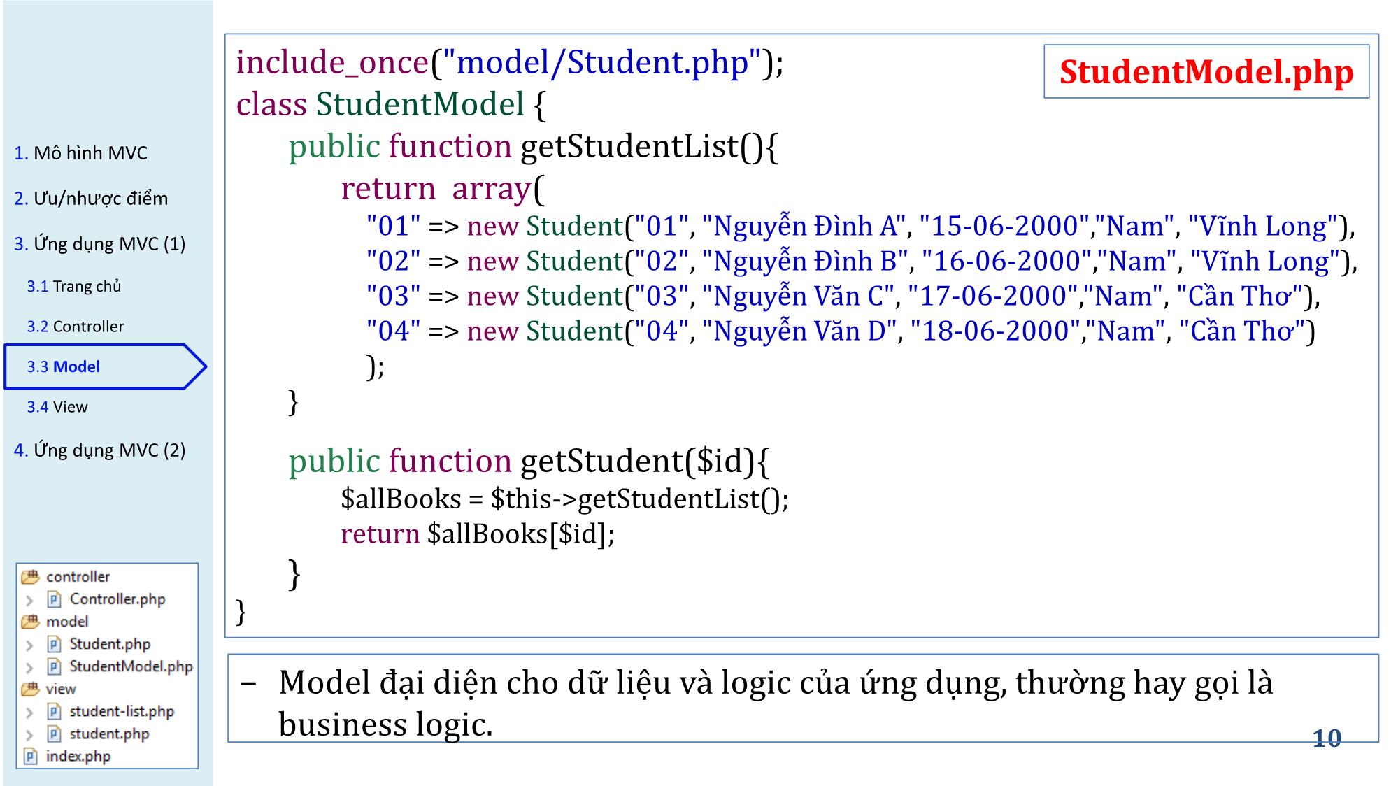 Bài giảng Phát triển ứng dụng web - Bài 6: Mô hình MVC trong PHP - Nguyễn Hữu Thể trang 10