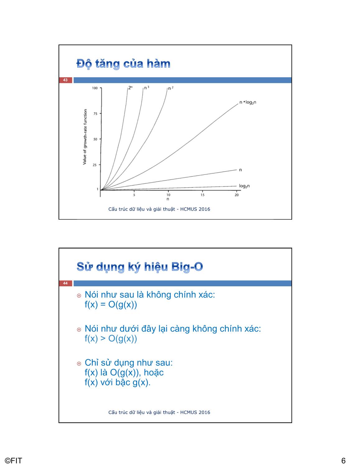 Bài giảng Cấu trúc dữ liệu và giải thuật - Bài: Độ tăng của hàm - Văn Chí Nam trang 6