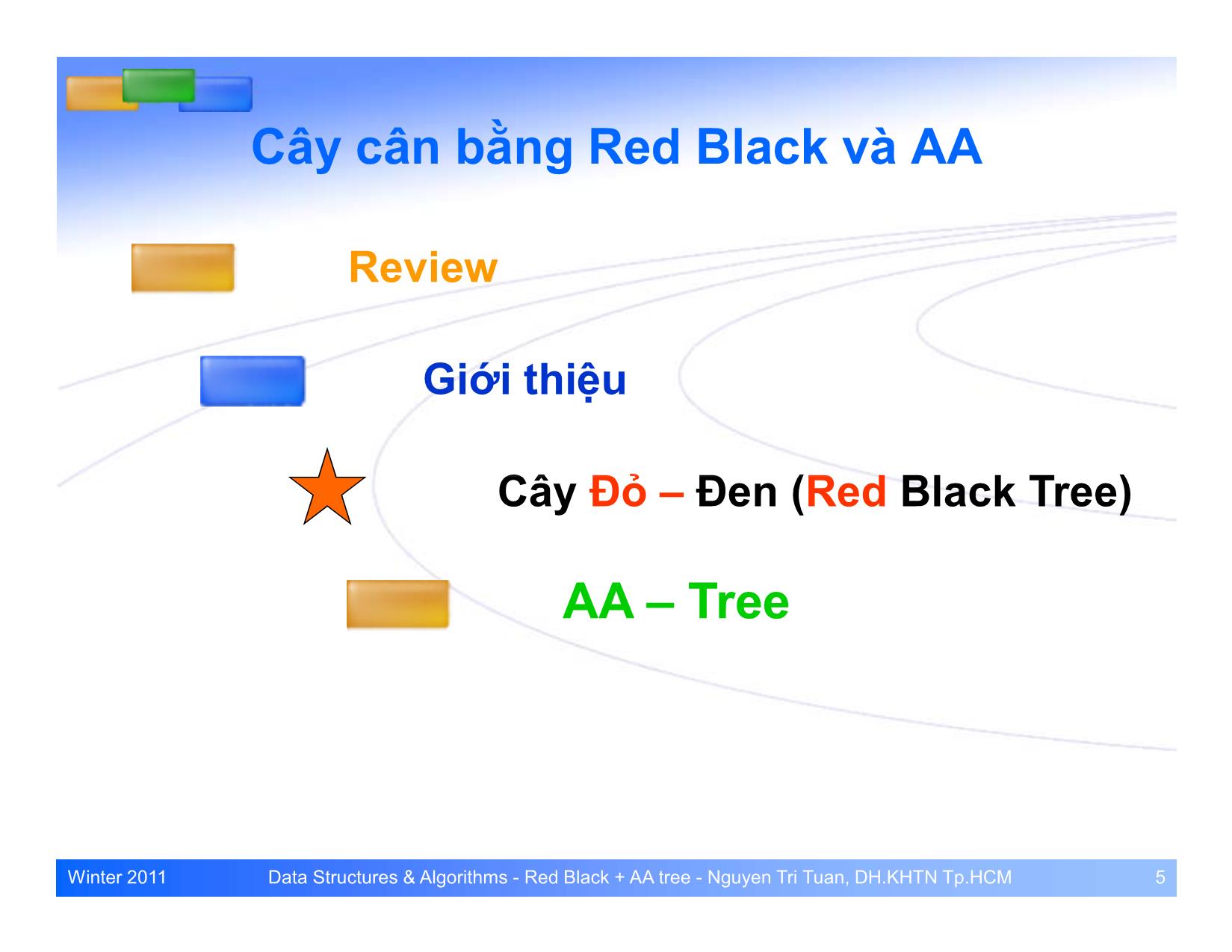 Bài giảng Cấu trúc dữ liệu và giải thuật - Bài: Cây cân bằng Red Black và AA trang 1