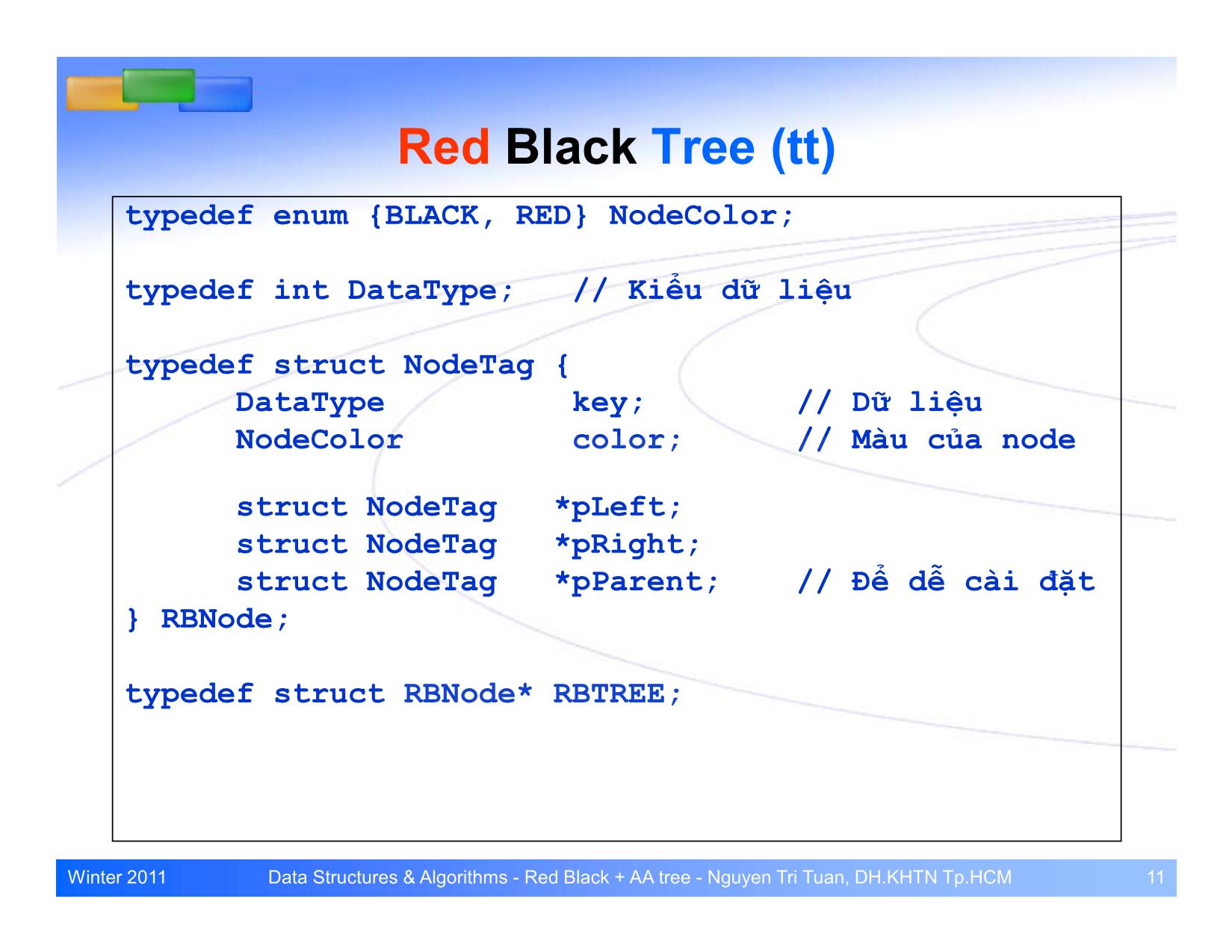 Bài giảng Cấu trúc dữ liệu và giải thuật - Bài: Cây cân bằng Red Black và AA trang 7