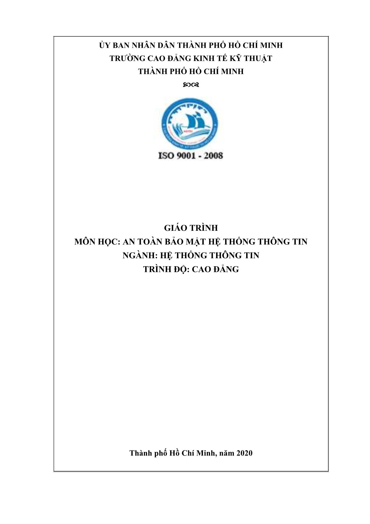 Giáo trình An toàn bảo mật hệ thống thông tin trang 1