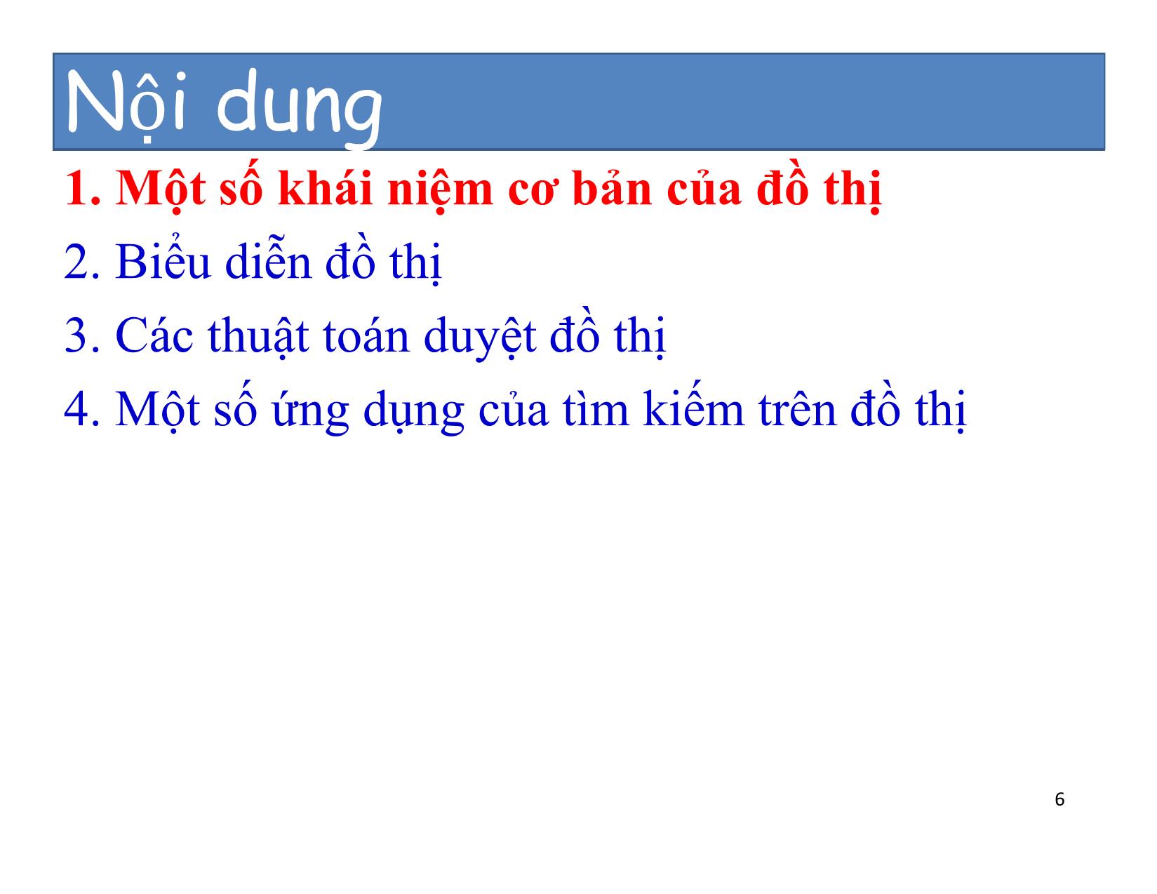 Bài giảng Cấu trúc dữ liệu và thuật toán - Chương 7: Cấu trúc dữ liệu đồ thị - Nguyễn Khánh Phương trang 6