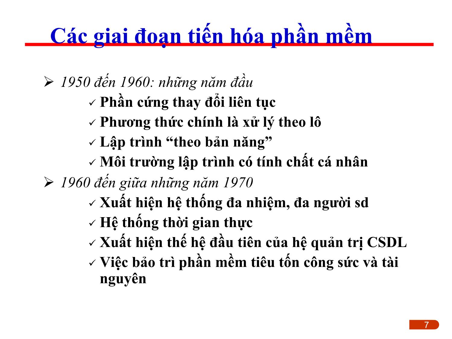 Bài giảng Kỹ thuật phần mềm ứng dụng - Chương 1: Giới thiệu tổng quan trang 7