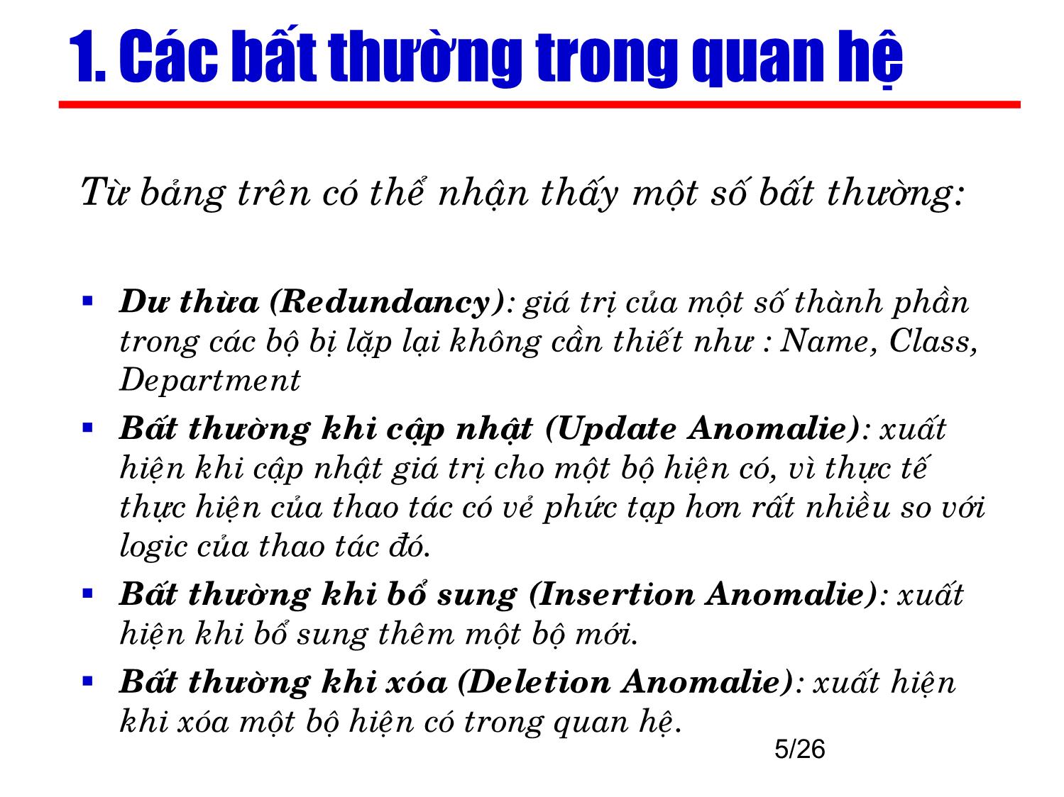 Bài giảng Kỹ thuật phần mềm ứng dụng - Chương 3: Mô hình dữ liệu quan hệ (Phần 3) trang 5