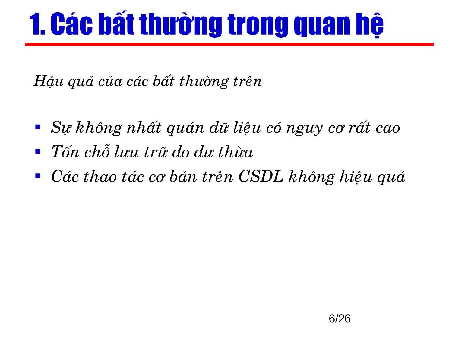 Bài giảng Kỹ thuật phần mềm ứng dụng - Chương 3: Mô hình dữ liệu quan hệ (Phần 3) trang 6