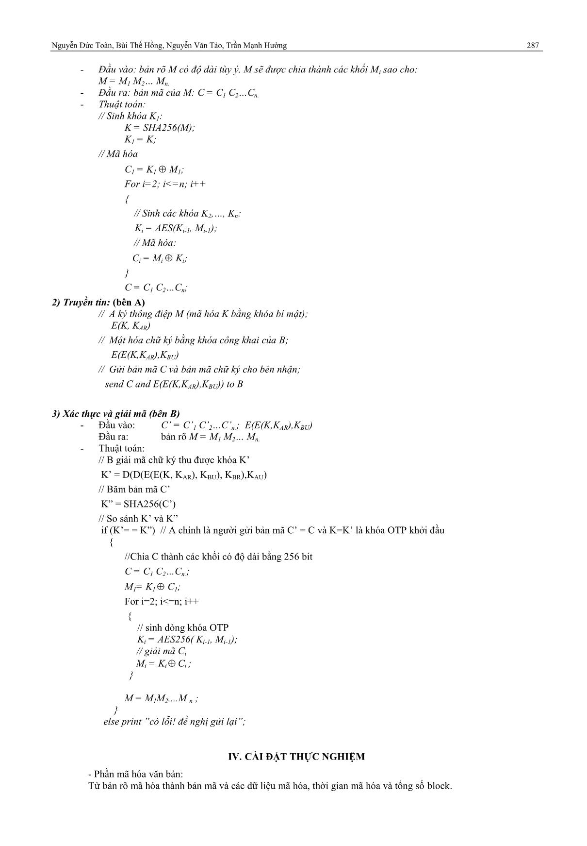 Mã hóa và xác thực thông điệp bằng thuật toán mật mã với khóa sử dụng một lần trang 4