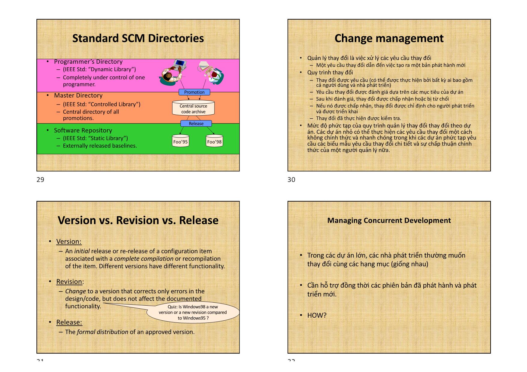 Bài giảng Nhập môn công nghệ phần mềm (Introduction to software engineering) - Chương 5: Quản lý cấu hình PM trang 8