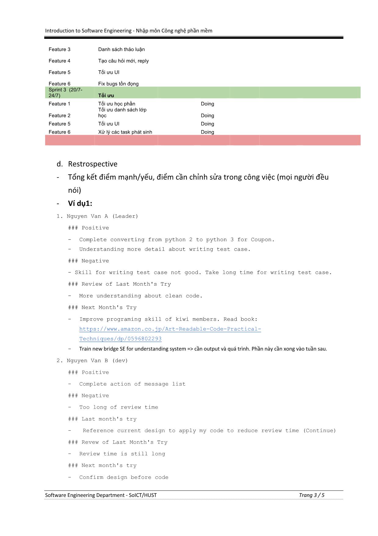 Bài tập Nhập môn Công nghệ phần mềm - Tuần 3: Phương pháp Agile & Các hoạt động của Agile trang 3