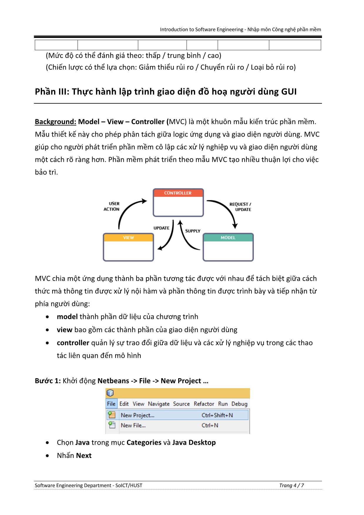 Bài tập Nhập môn Công nghệ phần mềm - Tuần 4: Quản lý dự án phần mềm & Lập trình với giao diện đồ hoạ người dùng (GUI) trang 4