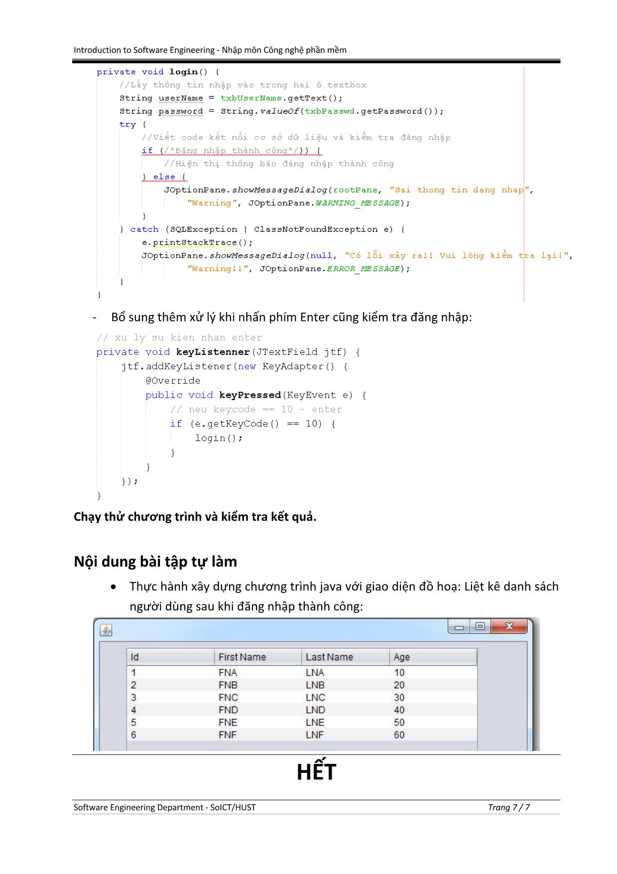Bài tập Nhập môn Công nghệ phần mềm - Tuần 4: Quản lý dự án phần mềm & Lập trình với giao diện đồ hoạ người dùng (GUI) trang 7