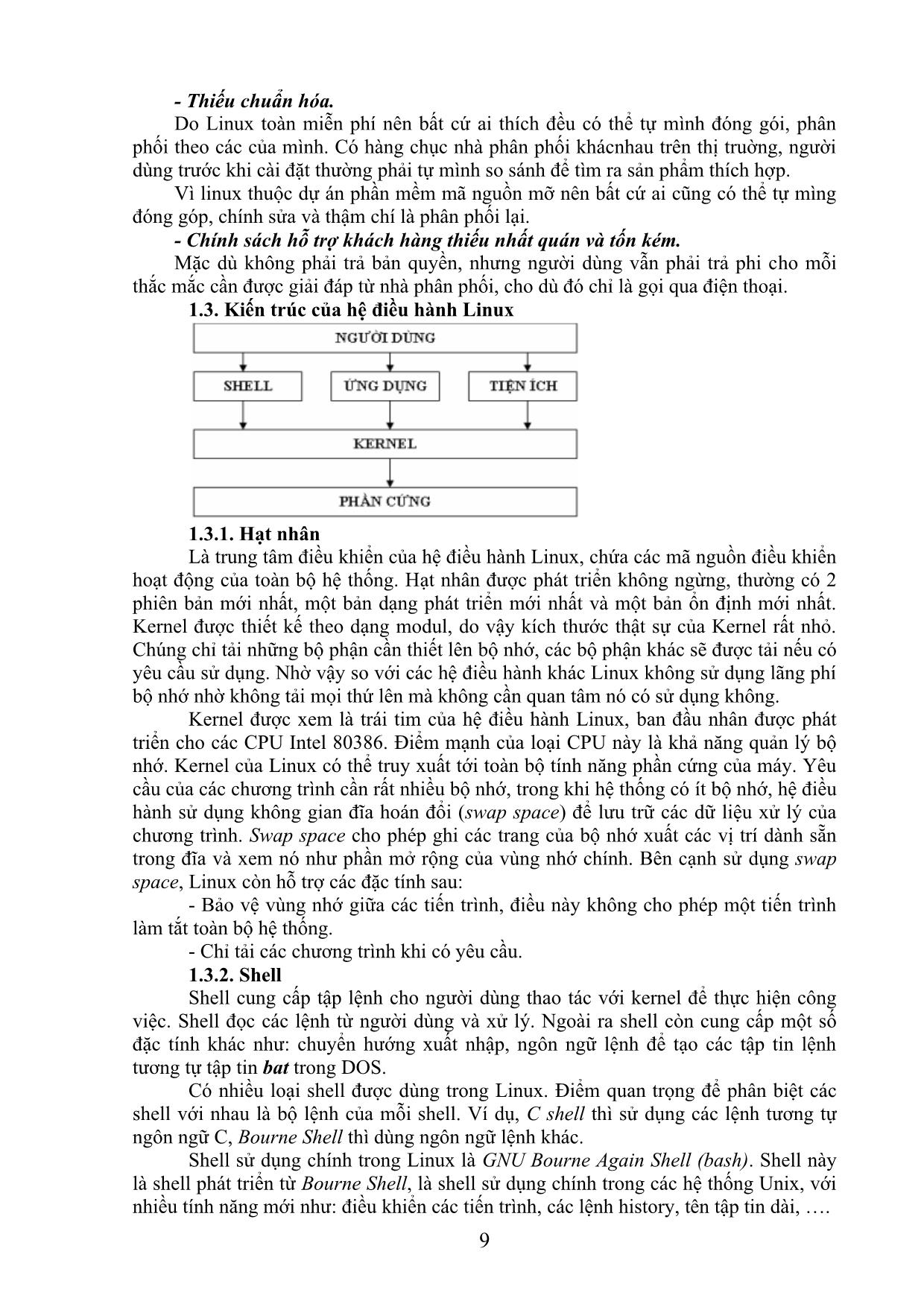 Giáo trình Hệ điều hành Linux trang 9