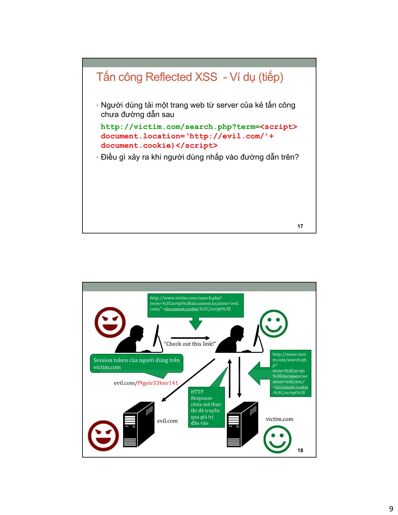 Bài giảng An toàn an ninh mạng - Bài 7: An toàn dịch vụ Web XSS và CSRF - Bùi Trọng Tùng trang 9