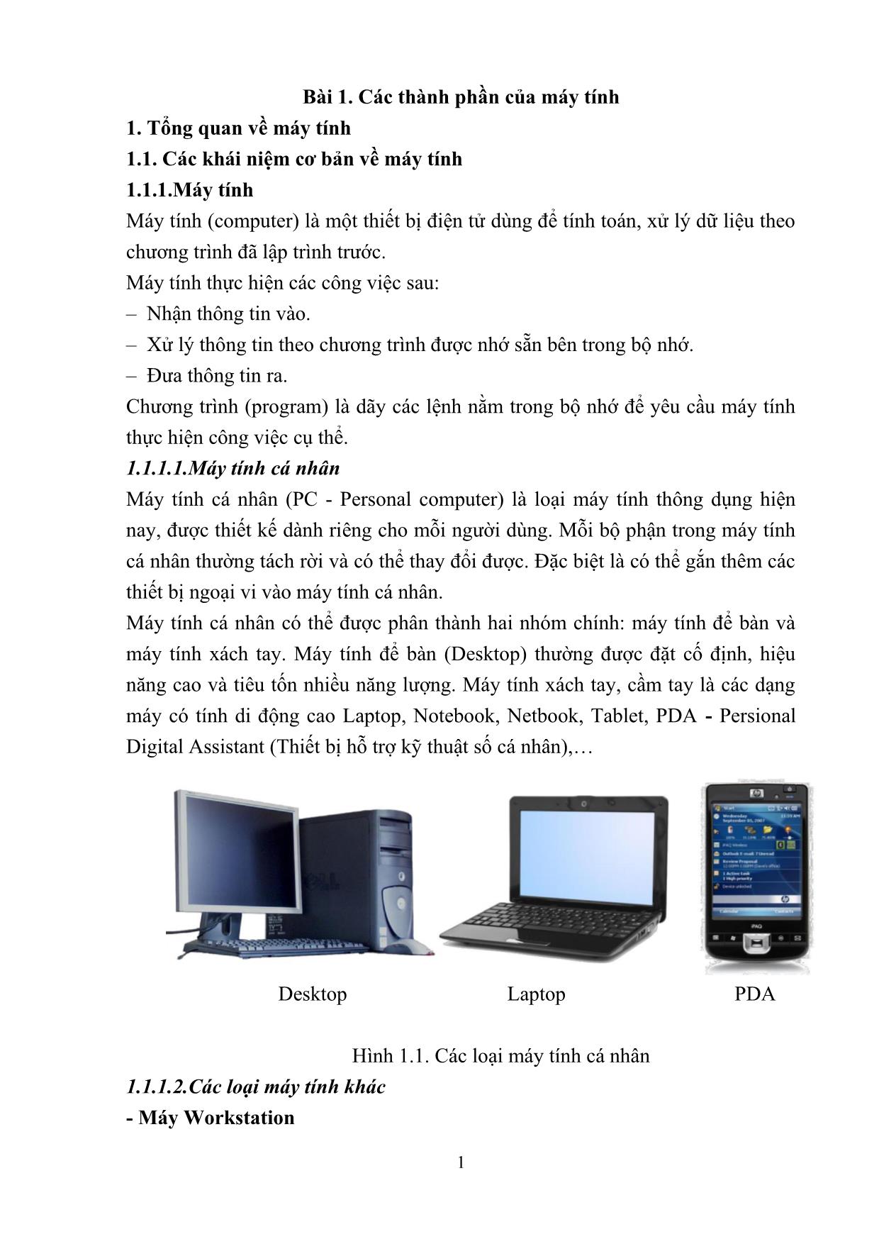 Giáo trình Lắp ráp và cài đặt máy tính (Phần 1) trang 5