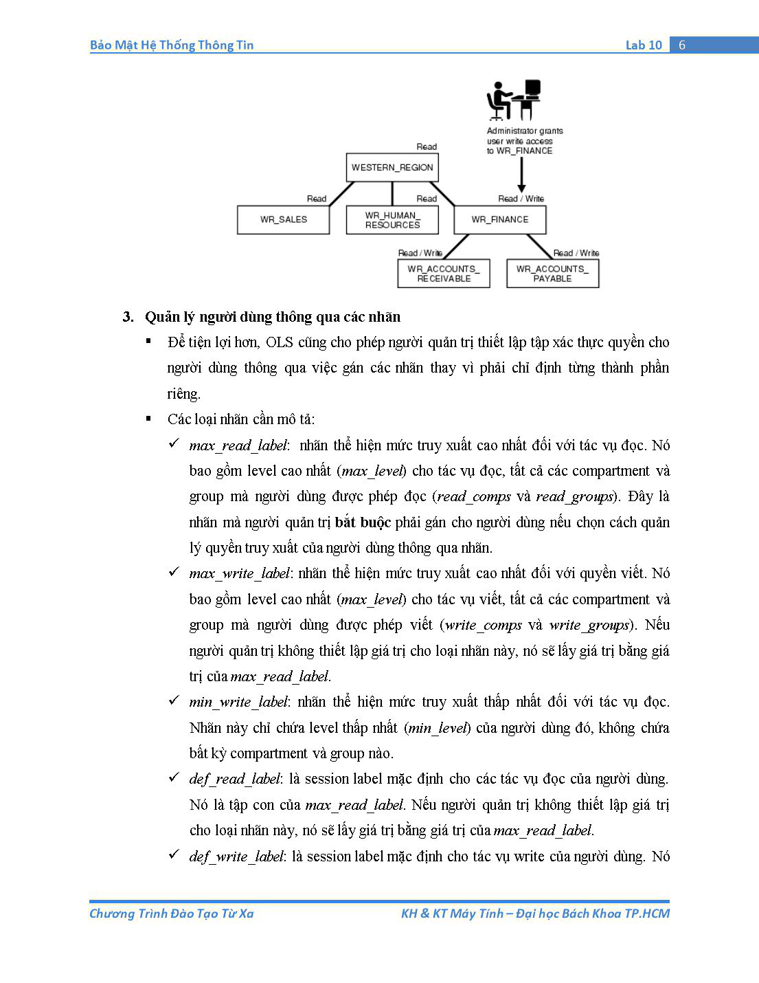 Tài liệu thực hành Bảo mật hệ thống thông tin - Bài thực hành số 10: Oracle Label Security (Phần 3) trang 6