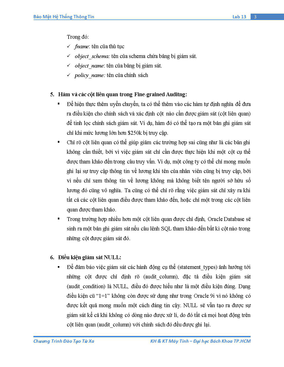 Tài liệu thực hành Bảo mật hệ thống thông tin - Bài thực hành số 13: Fine-grained Auditing trang 3