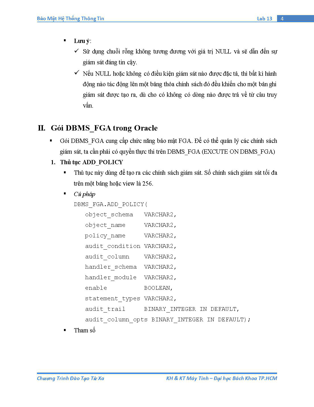 Tài liệu thực hành Bảo mật hệ thống thông tin - Bài thực hành số 13: Fine-grained Auditing trang 4