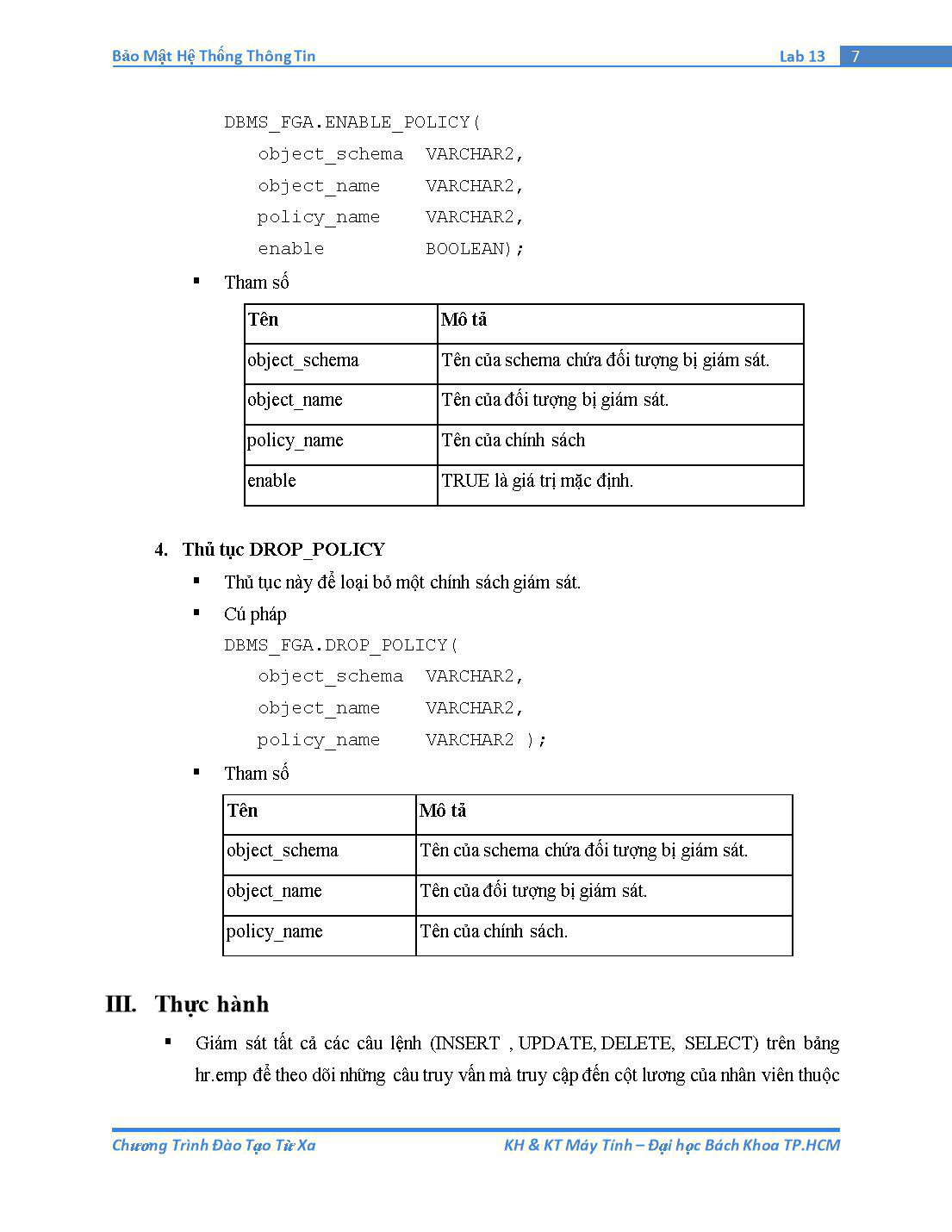 Tài liệu thực hành Bảo mật hệ thống thông tin - Bài thực hành số 13: Fine-grained Auditing trang 7