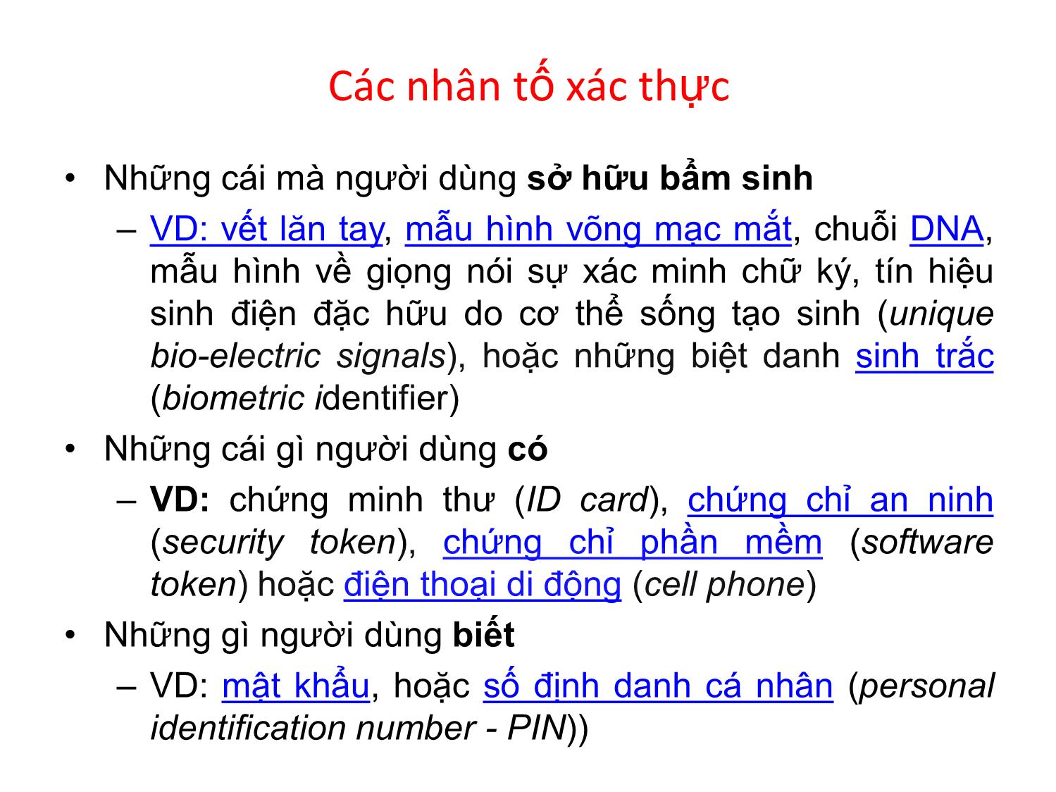 Bài giảng An ninh mạng - Chương 5, Phần 3: Xác thực - Nguyễn Đại Thọ trang 3